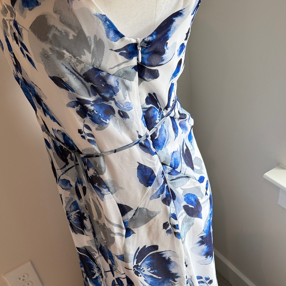 Lulu's White Maxi Dress with Blue Floral Print - Picture 3 of 4